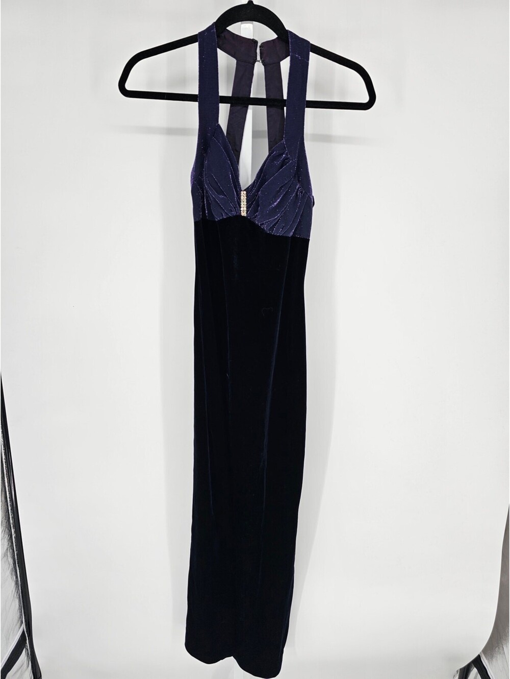 VTG Blondie and Me Women's Sleeveless Black Velvet Formal Maxi Dress Size 7-8